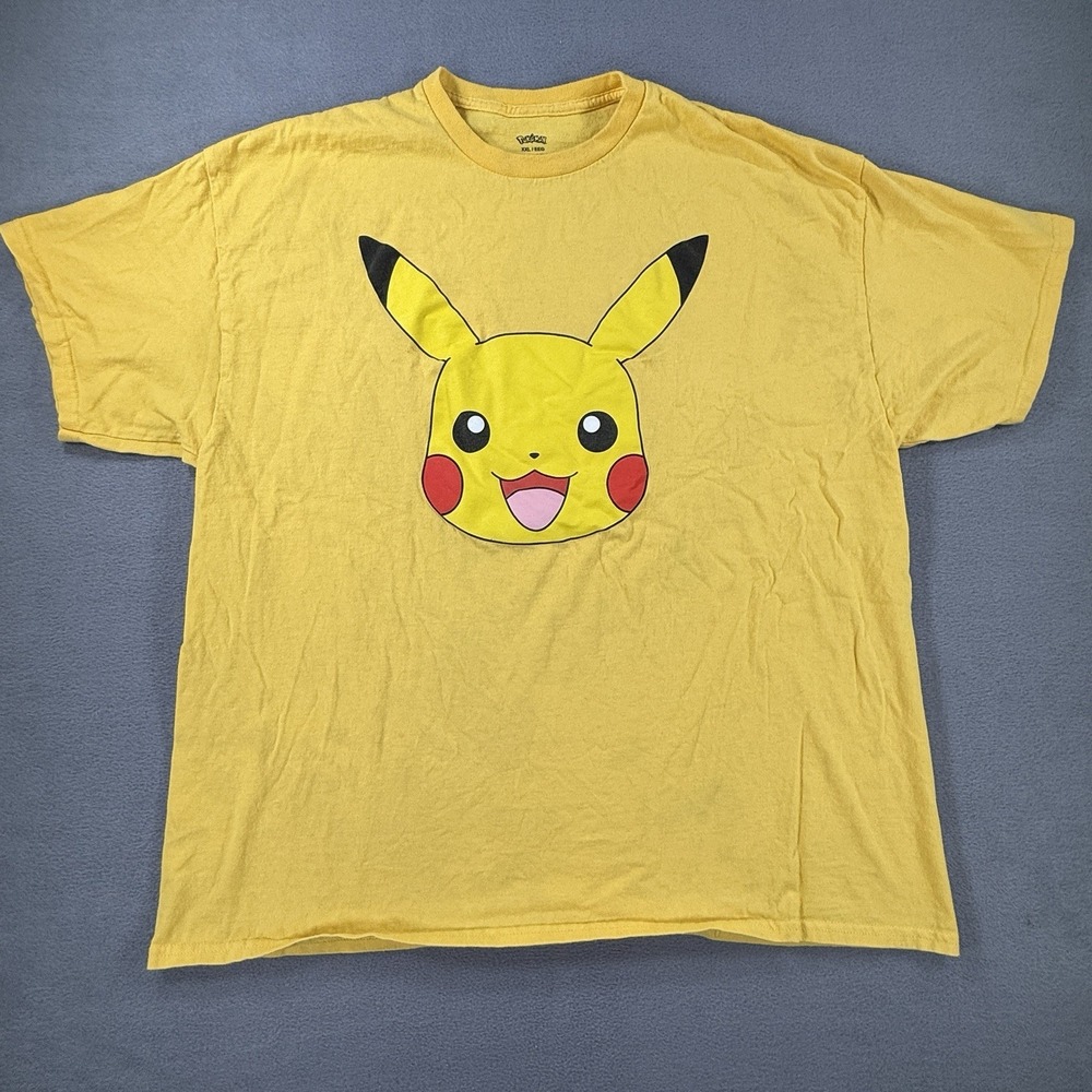 Vintage Mens Pokemon Pikachu Yellow T Shirt Size 2XL